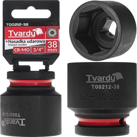 Vaso de impacto de 3/4" de 6 puntas, 38 mm, CR-MO (4/16) (1/4)
