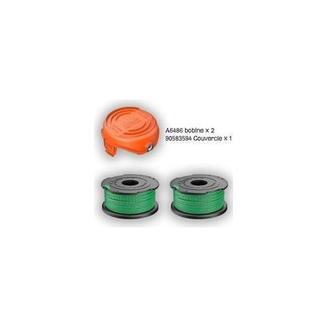 Lot de 2 bobines de fil vert pour débroussailleuse Black & Decker GL7033 GL8033 GL9035 A6482 (2 Bobine de fil+1 Couvercle de Bobine) - (1/5)