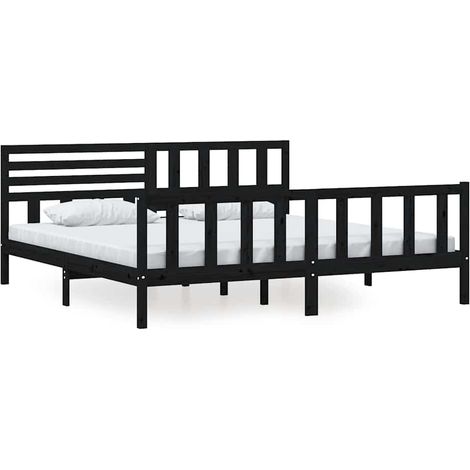 Maison Exclusive - Estructura de cama de madera maciza negra 200x (1/5)