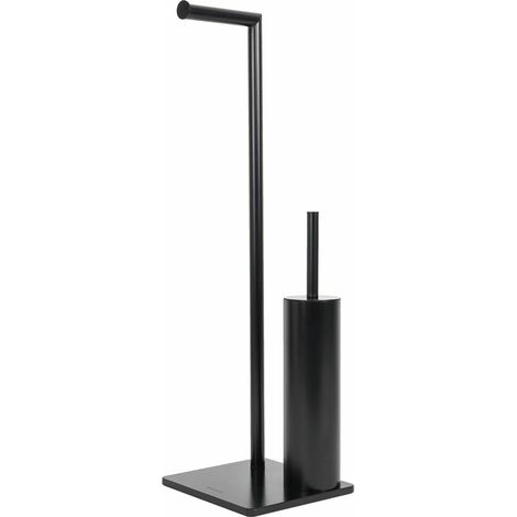 Piantana Porta Rotolo e Scopino da Bagno Wc Nero Opaco Zero Black