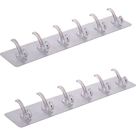 Ganci per asciugamani trasparenti 6 in 1 (2 pezzi) - Ganci per appendere - Ganci autoadesivi per casa, giardino e/o cucina (1/5)