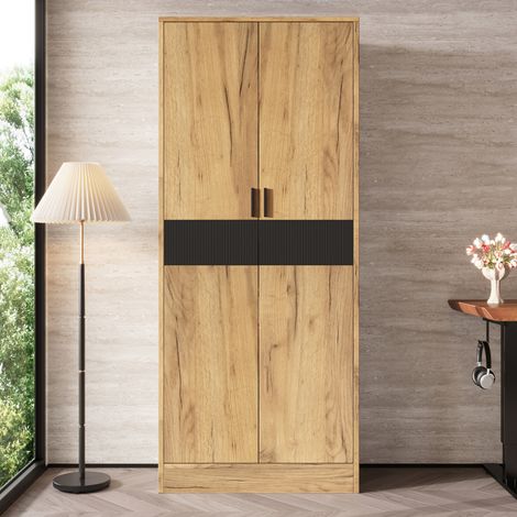 Armario alto 60x35x160 cm de aglomerado roble con cierre suave para oficina – MEUBLIV (1/5)