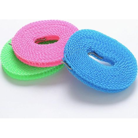 1 Pack Retractable Portable Travel Clothesline - Durable and Windproof, Great for Camping, Home, Balcony and Patio - Clothesline - Outdoor Clothesline (Blue, Pink, Green 10m) (1/5)