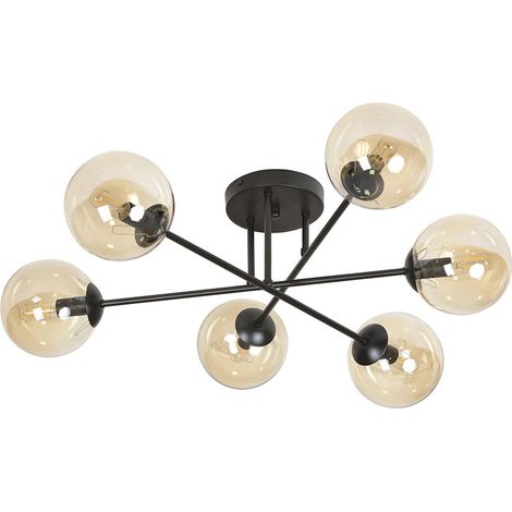 Lustre plafonnier Emibig BRENDI 6xE14 noir/ambre IP20 (1/5)