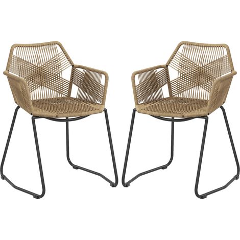 Lot de 2 chaises bohème corde acier 56x59x74 cm