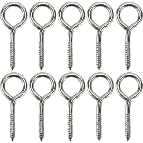 10 Pièces M6 x 80mm Vis à Oeillet INOX, Vis à œIllet Robustes en Acier Inoxydable, Piton à Visser, pour Hamac, Balançoire, Lampe (1/5)
