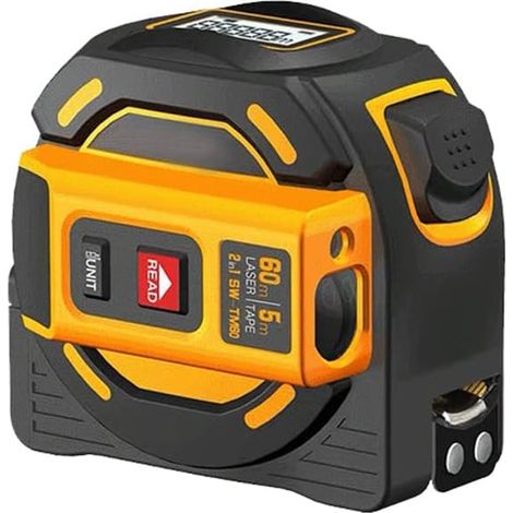 Ruban à mesurer Laser, télémètre Laser numérique avec écran LCD, Mesure Laser 60M/197FT, Mesure de Bande 5M/16FT, Zone de Mesure/Volume/Distance/Pythagore