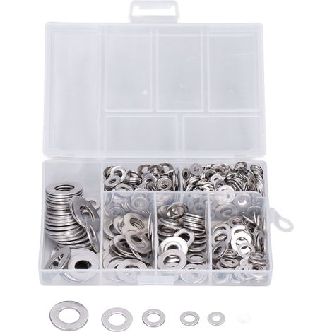 Lot de 660 rondelles plates en acier inoxydable 304 M3 M4 M5 M6 M8 M10 assortment bricolage (1/5)
