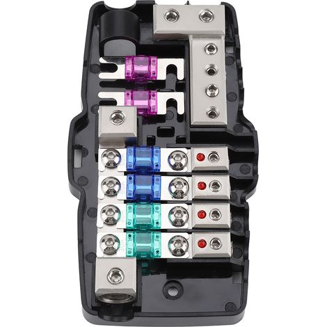 Porte-fusible miniature pour voitures et camping-cars avec quatre circuits : 20GA/4GA IN, 44GA/8GA OUT, +20GA/4GA IN, 44GA/8GA OUT. (1/5)