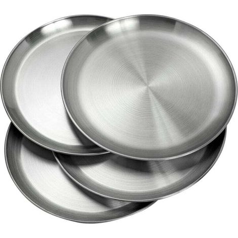 20 cm Edelstahlteller, leicht, bruchfest, BPA-frei, spülmaschinenfest, ideal für Picknicks, 4 Stück – KZQ