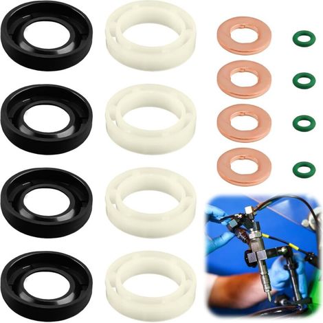 16 Pcs Kit de Joint Injecteur 1.6 HDI, Rondelle D'étanchéité D'injecteur Diesel Remplacement Compatible avec Citroen, Peugeot Accessoires Universels d'Huile D'injecteur(1314368, 1982A0) (Vert) (1/4)