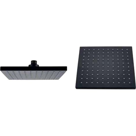 Soffione Doccia Quadrato ABS Nero Opaco Ø200 mm – Ugelli Anticalcare – Attacco Standard 1/2” (1/2)