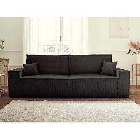 Dellia – 3-sitzer sofa mit schlaffunktion – mit bettkasten – aus cord – zeitgenössischer stil - anthrazitgrau (1/5)