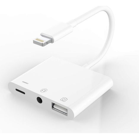 Adaptateur de Casque Prise Audio auxiliaire 3,5 mm rallonge Chargeur convertisseur câble mâle vers USB Femelle OTG kit connecteur mémoire séparateur (1/5)