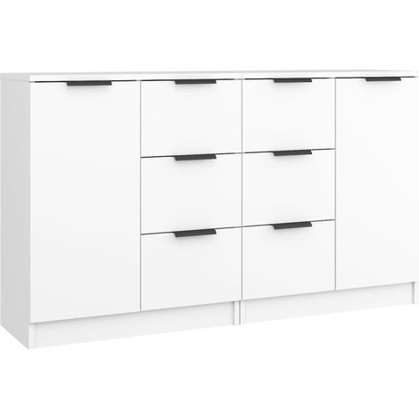 Credenza buffet cassettiera armadio contenitore organizer cucina soggiorno soggiorni set da 2 60 x 30 x 70 cm legno composito bianco 020036669