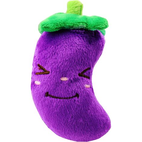 Peluche pour chien en forme d'aubergine, résistante aux morsures, avec couineur, idéale pour soulager l'ennui et faire grincer les dents. (1/5)