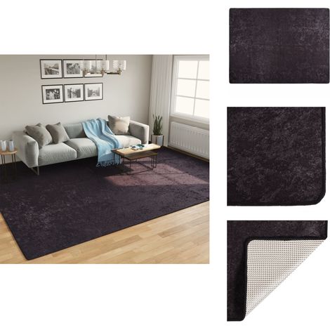 Tapis lavable anthracite 400x300 cm antidérapant - Tapis Design - Tapis Salon - Tapis Chambre - Tapis Antidérapant - Tapis Absorbant Bruit (1/5)