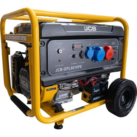 JCB Benzin-Stromerzeuger GPL8010PE 15 PS 7,9 kW 25 L 400, 230, 12 V Anschlüsse AVR fahrbar