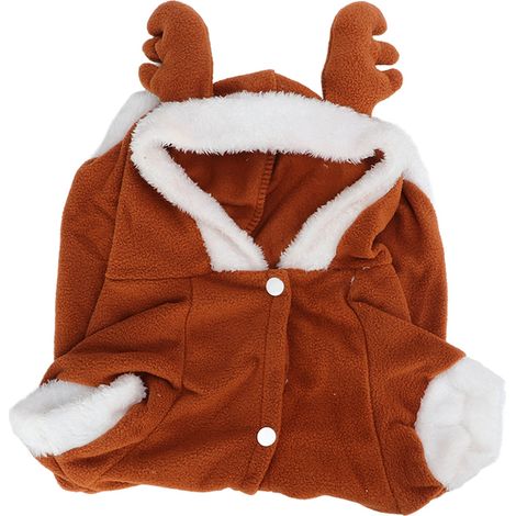 Vêtements d'hiver pour animaux de compagnie - Manteau à capuche chaud et épais, motif élan mignon et élégant, pour chiens de taille moyenne à grande (jusqu'à la taille XL). (1/5)