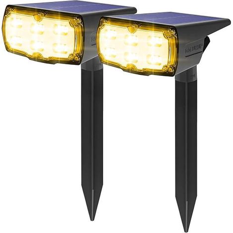 Projecteur solaire extérieur 50 LED (lot de 2), étanche IP67, 860 lm, 2 modes d'éclairage, blanc chaud, idéal pour jardin, cour, allée, chemin, trottoir, terrasse. (1/5)
