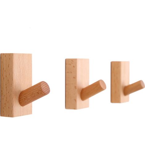 Lot de 3 cintres en bois compatibles avec les crochets porte-manteaux en bois