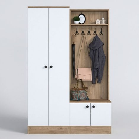 Wedor Meuble d'entrée avec portemanteau et rangement à chaussures (1/5)