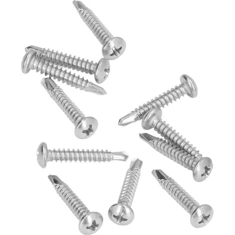Lot de 100 vis à tôle acier inox 410 tête ronde cruciforme M4.2x25 pour fixation bâtiment marine électrique (1/5)