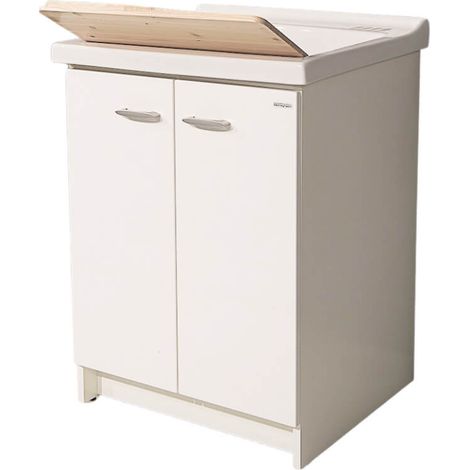 Mobile Lavatoio 83x60x87 cm 2 Ante Asse in Legno Montegrappa Acqua Marella Bianco Lucido (1/5)