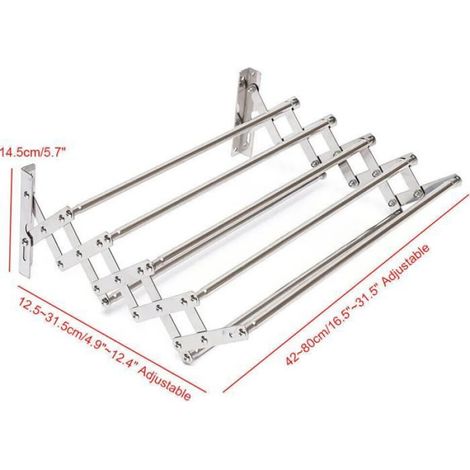 Porte-serviettes télescopique en acier inoxydable pour salle de bain, porte-serviettes de bain, porte-serviettes de 42 à 80 (1/5)