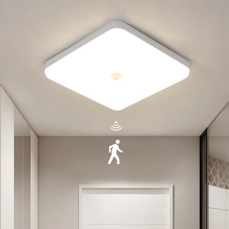 Plafonnier LED carrée avec détecteur de mouvement 25 cm – 30W Blanc Neutre 4000K – Idéale pour salle de bain, buanderie, garage