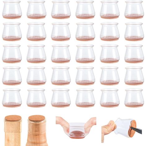 36 protections pour pieds de meubles sur sols durs, embouts en silicone (1/5)
