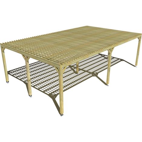 Pergola bois • 8m x 5m • indépendante • sens largeur • lattage bois • livraison comprise
