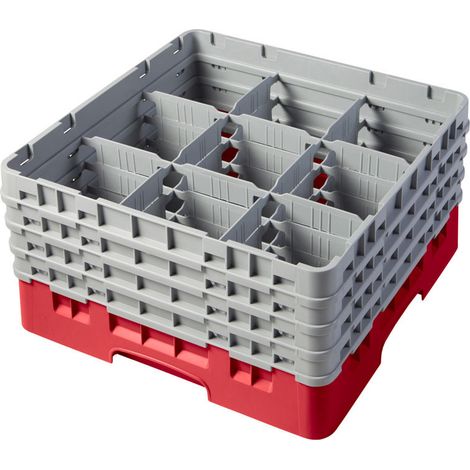 Casiers de lavage - 9 compartiments verres - Haut max 21.5 cm - 50 x 50 x 26.7 cm - Lot de 2 - Cambro