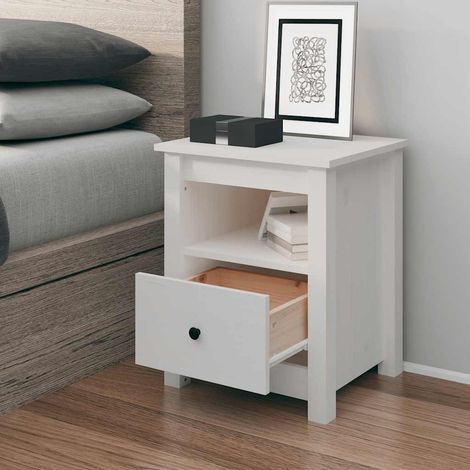 Vidaxl – Table de chevet en bois massif de pin – 1 tiroir – Dimensions 40x35x49 cm – Design rustique et rangement pratique (1/7)