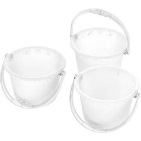 Seau en plastique avec anse, Seau d'eau mat avec motifs floraux, Espace de rangement givré, Récipient pour nettoyage, jardin, salle de bain, PP, sans BPA, transparent, 5.5L pack de 3 (1/5)