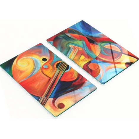 Tableros decorativos multifuncionales de vidrio templado con motivos musicales para cocina, 2x30x52 cm.