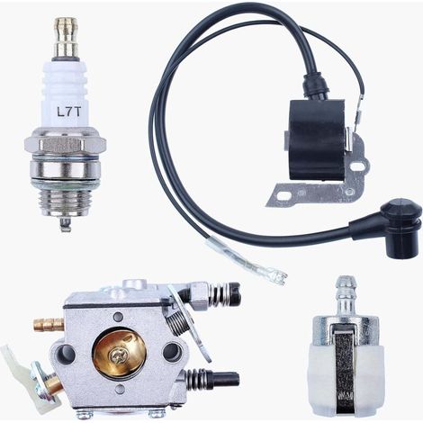 Vergaser für Husqvarna Kettensägen 55, 50 und 51 mit Zündspulen, Kraftstofffilter und Zündkerze. Ersetzt OEM-Teilenummer 503 28 15 04 und 503281504.