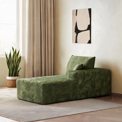 Canapé convertible droit en tissu corduroy vert 175 x 95 x 83 cm (1/5)
