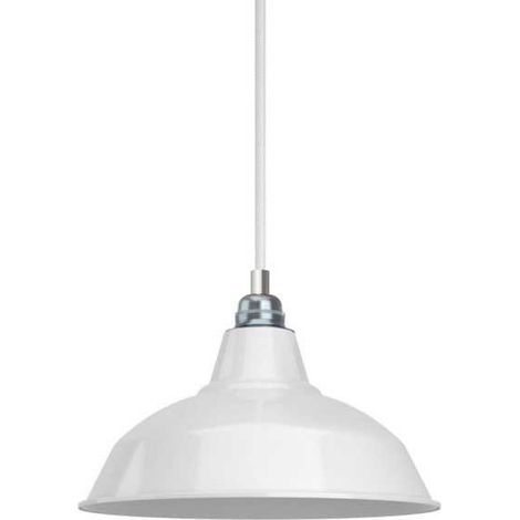 Lampada a sospensione Made in Italy completa di cavo tessile, paralume Bistrot e finiture in metallo  Con lampadina - Bianco - Matter ON/OFF