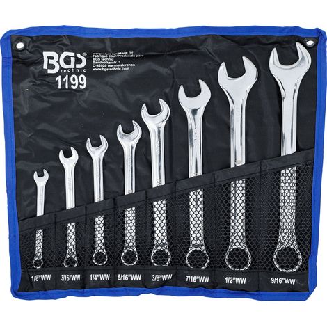 BGS Jeu de clés mixtes impériales SW 1/8" - 9/16" Withworth 8 pièces - 1199