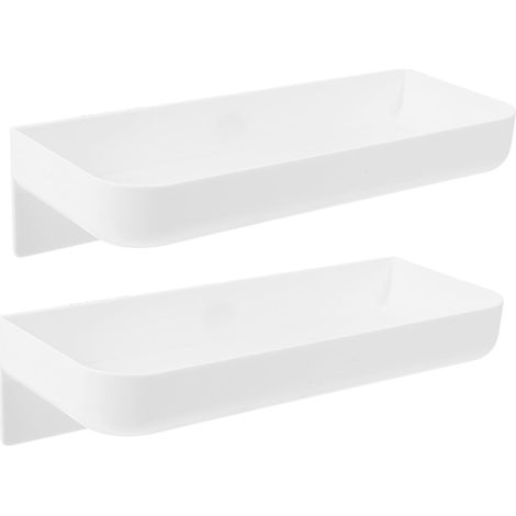 Lot de 2 étagères murales blanches sans perçage, étanches, pour salle de bain et cuisine