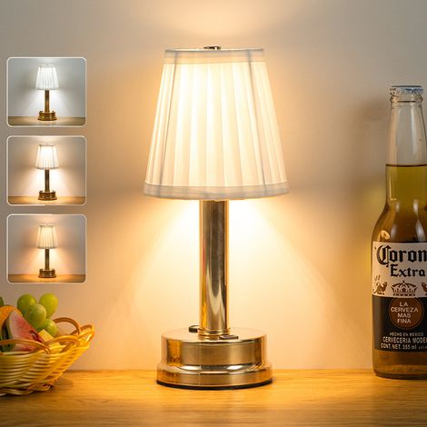 Modern Cordless Table Lamps, Portable 3 Brightness Dimmable LED Desk Lamp for Living Room Bedside, Gold (1/5)