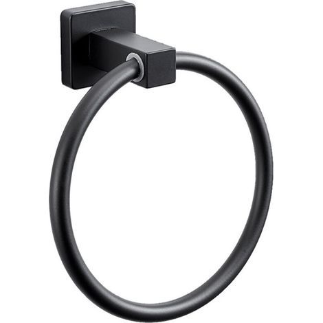Anillo para toallas negro mate, toallero moderno de pared para baño, juego de palabras