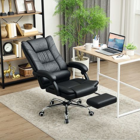 Poltrona massaggiante/sedia da ufficio con funzione massaggio, poggiapiedi incluso, altezza regolabile, 64 cm x 70 cm x 118 cm, nera