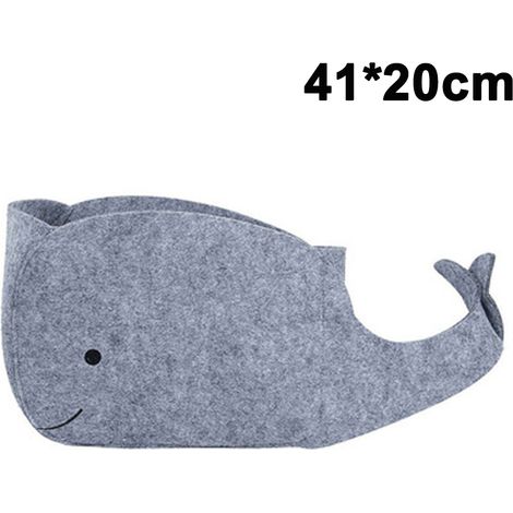 1 Sac de rangement en feutre gris forme baleine jouets vêtements pliable étagère chambre enfant (1/5)
