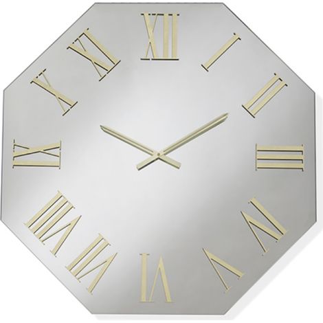 Orologio ottagonale 60x60 cm in cristallo Chiaro e numeri Oro - DYLAN