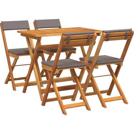 Ensemble bistrot 5 pcs Mobilier de jardin Huile Naturelle Bois d'Acacia Massif (1/5)