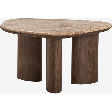 Tavolino laterale 75x60 cm in MDF e marmo Dayana SKLUM