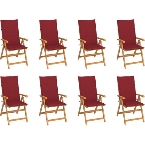 Verstellbare Gartenstühle mit Auflagen 8 Stk. Massivholz Teak