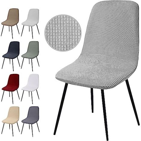 Housse de Chaise Extensible 2 pièces, Housse de Salle à Manger Amovible Lavables Couverture de Chaise en Jacquard Revêtement de Chaise pour Salle à Manger,Hôtel,Décor,Mariage(Y-Gris Argent, 2 Pièces) (1/4)